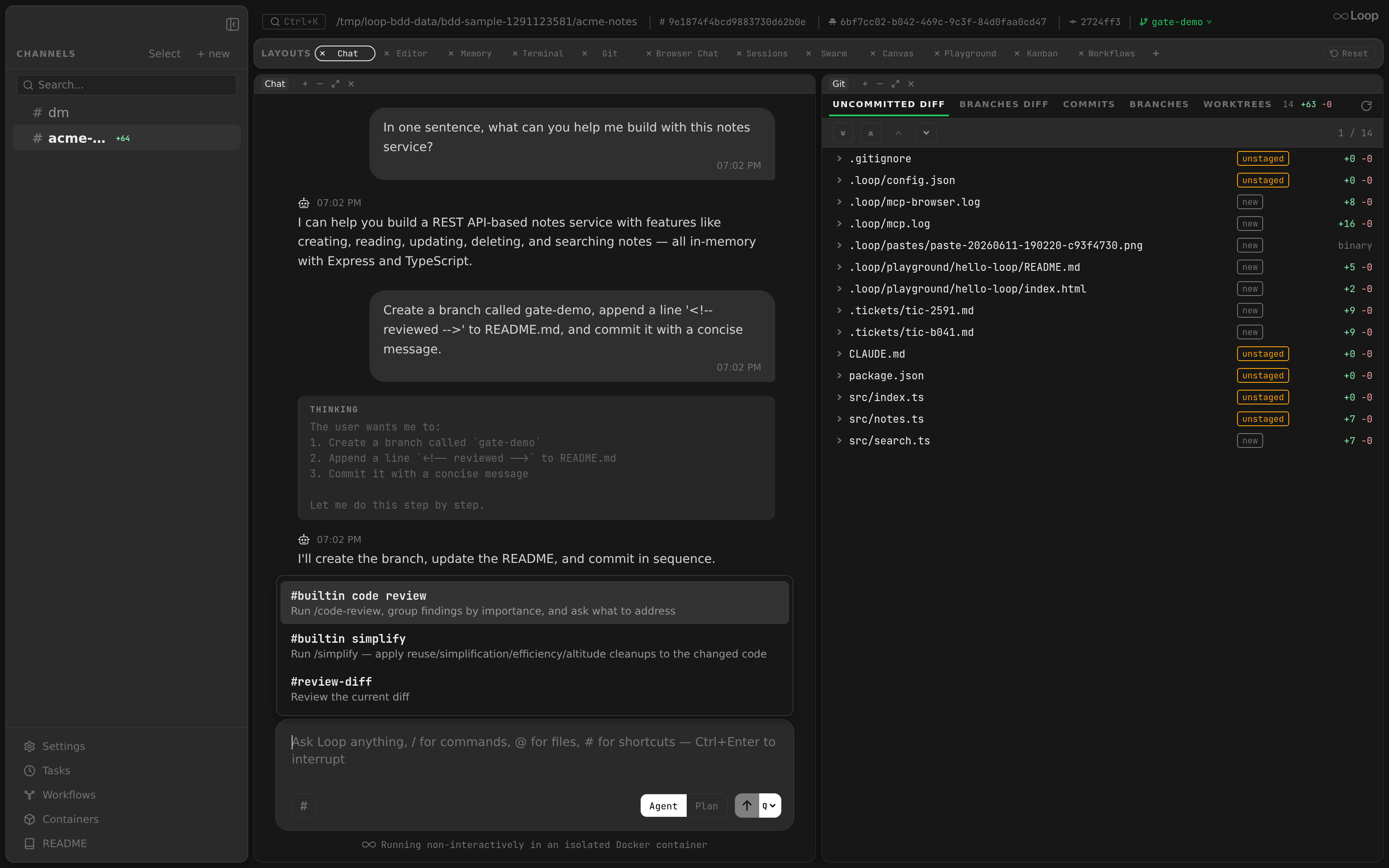 The chat prompt-shortcut picker opened by typing #